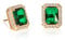 Diamond Treats Gold Plated 925 Sterling Silver Emerald Cut Stud Earrings for Women with Green Stones, Large Emerald Green Earrings, Large Rectangle Gold Earrings for Women