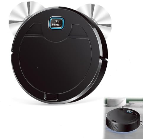 Temoo Robot aspirador y trapeador robot inteligente automático de succión potente robot aspirador, robot de barrido para uso doméstico para pelo de mascotas y suelos duros, blanco y negro