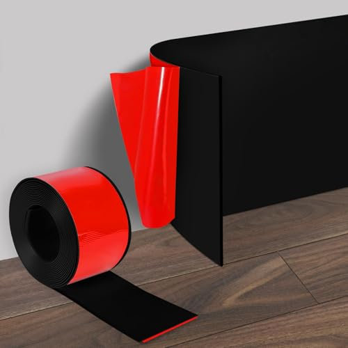 Plinthe Souple Autocollante en PVC - 10 cm x 3 m - Flexible et Facile à Couper - Pour Salon, Salle de Bain, Cuisine - Noir