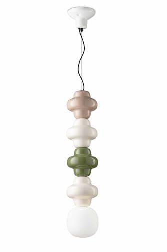Licht-Erlebnisse Hängeleuchte Keramik Glas Ø 17 cm in Bunt Weiß Handarbeit E14 Retro Design Hängelampe Wohnzimmer Pendelleuchte Esszimmer