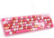 MOWUX Teclado de computadora con cable, Plug and Play, USB retro, redondo, teclado con cable de tamaño completo con soportes plegables para laptop y PC de oficina, color rosa oscuro colorido