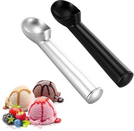 Acpetdr Lot de 2 cuillères à glace anti-gel en aluminium pour gélato, pâte à biscuits, sorbet, facile à nettoyer, design antiadhésif