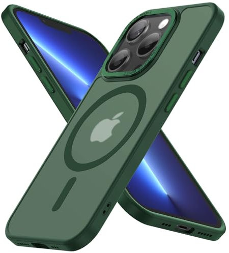 Cokwi Magnétique Coque pour iPhone 13 Pro Max (6,7 Pouces), Compatible with MagSafe Antichoc Ultime – Magnétisme Puissant et Protection Militaire -Etui Translucide Mat - Vert