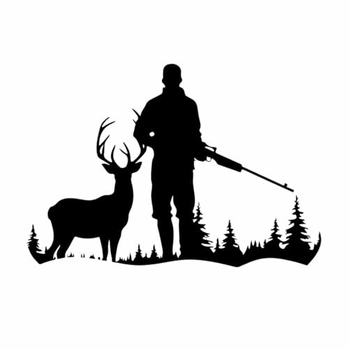 Aufkleber Jäger Hirsch Silhuette Auto Sticker für alle glatten Flächen in vielen Farben und Größen mit Wunschtext