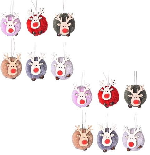 12 Stück Elch-Weihnachtskugeln, Plüschkugeln mit Aufhängeschnur, Bruchsichere Hängekugeln für Zuhause, Weihnachtsbaum, Winter, Urlaub, Festival, Party-Dekoration