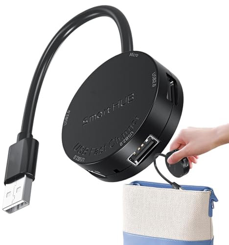 Docking Station - USB C Docking Station | Round Laptop Hub With USB 2.0 Ports | Display Port, Portable USB C Multiport Adapter With Indicator Light, Accessory For Home, Offices And Travel