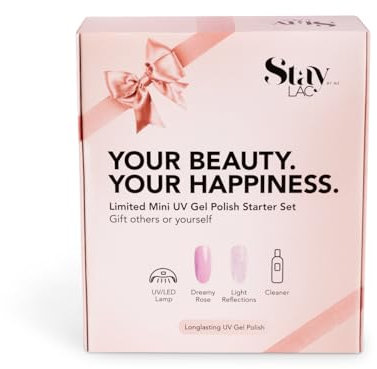 STAYLAC Starter Set Your Beauty. Your Happiness - LED UV Lampe - UV Nagellack - Shellac - Maniküre Set - Top - Shellac Set Starterset mit Lampe - Nagellack Set - Farben - Base - Manicure - Nagelset