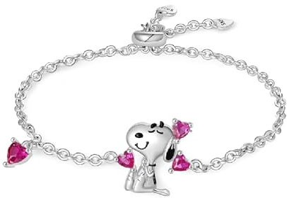 GNOCE Armband Peanuts Snoopy Herz Verstellbares Armband 925 Sterling Silber Geschenk Fit Armband/Halskette Schmuck für Mädchen Kinder