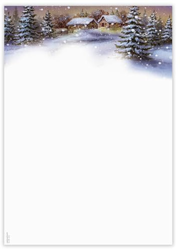 Briefpapier Winterhütten WB1617 | 90g/m² | DIN A4 | Weihnachten | Motivpapier | Weihnachtsgrüße | weihnachtliches Briefpapier (50 Blatt)