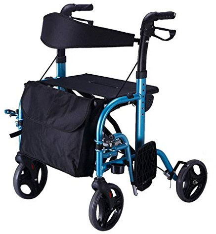 Rollator mit Rädern und Sitz, verstellbarer Griff, Rollator mit Sitz, Rückenlehne und Satteltasche voller Sterne