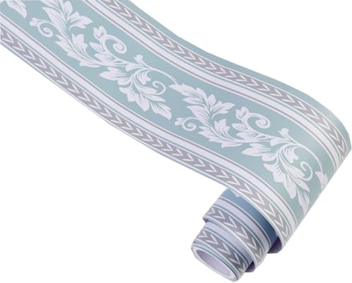 Aartner 10 m x 12cm Tapetenbordüre, Selbstklebende Wasserfester PVC Wallpaper Border, Tapetenbordüre Selbstklebend Grenze Decortaive Fliesen Aufkleber Küchenschrank Dekorative Deckenbordüre (1)