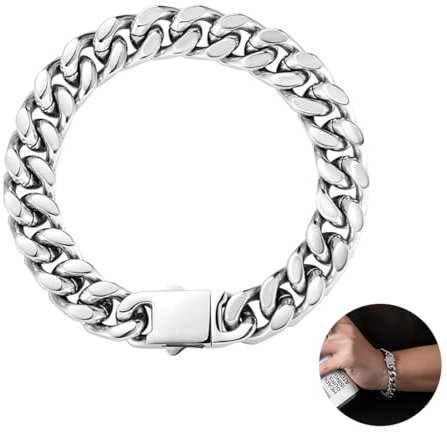 Bracciale Cubano in Acciaio Inox per Uomo e Donna, Catena Cuban Link di Titanio Gioielli Argento Ragazzi