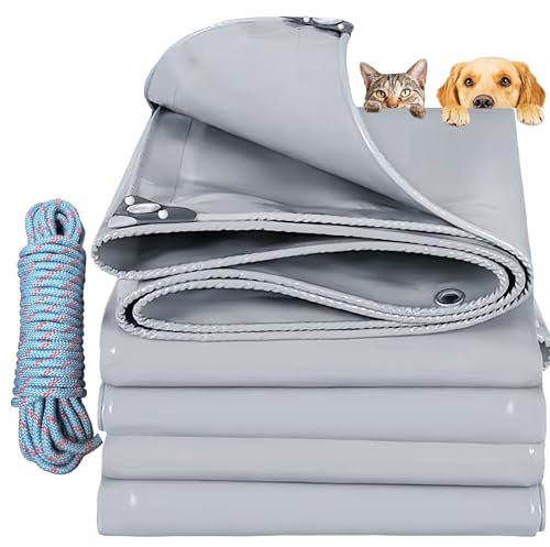 YANFEILI Bâche en Plastique très,5x11.5m 520g/m² Bois PVC épaisse de revêtement d'étang,bâche de Construction Robuste en Plastique imperméable Couverture de Sol Jardin Peinture Gris