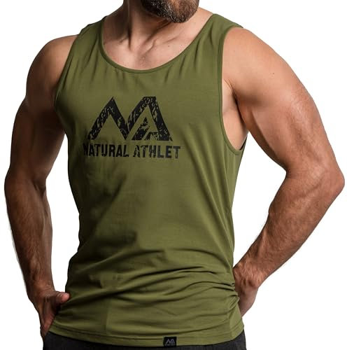Natural Athlet Herren Muskelshirt I Männer Tanktop aus Baumwolle I Tank Top ideal für Sport, Fitness, Gym und Bodybuilding