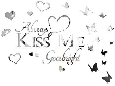 INCAUCA Wandaufkleber, Aufschrift Always Kiss Me Goodnight, zum Abziehen und Aufkleben, Dekoration für Schlafzimmer, dekorative romantische Paare, Liebes-Wandwörter und Zitate, Schriftart Schild