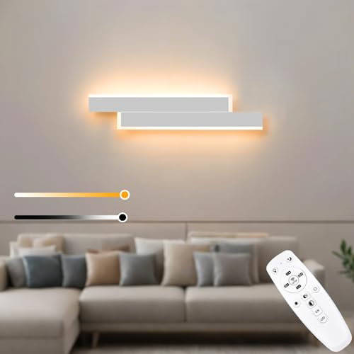 niuniaj 10W LED Wandleuchte Innen Dimmbar 40CM Wandlampe innen mit Fernbedienung,Up Down Wandbeleuchtung,Moderne Wandlicht Weiß für Schlafzimmer Korridor Wohnzimmer Treppe Kinderzimmer Küche