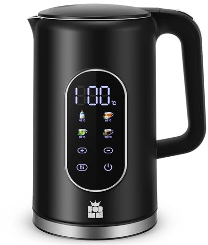 ForMe Bouilloire Electrique Inox 1,7L Contrôle de Température Réglable 40-100°C I LED Affichage de la Température I Fonction de Maintien au Chaud I Protection Anti-ébullition I Théière Sans BPA