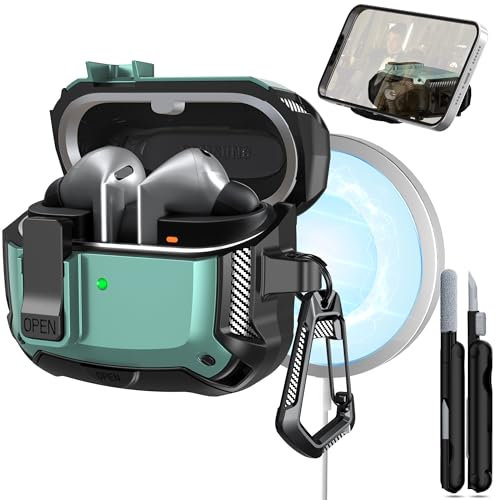 MHYALUDO Compatible Samsung Galaxy Buds3/G buds3 Pro (2024), étui militaire anti-chute avec boucle randonnée et kit nettoyage