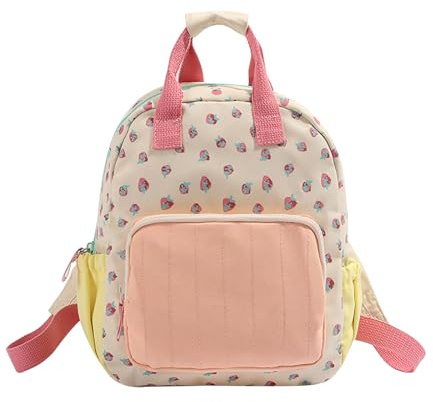 LJCZKA Kinderrucksack Erdbeere für Mädchen, Rucksack Klein Niedlich Schulranzen Erdbeere für Schule Reisen Pendeln