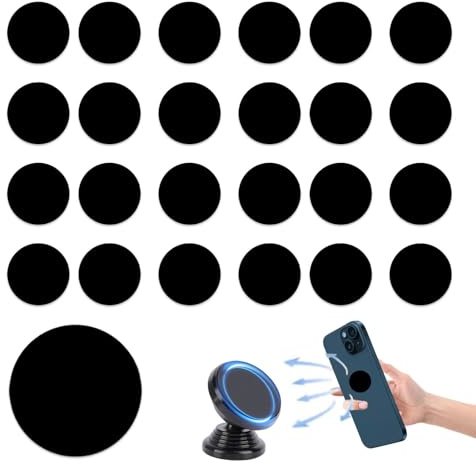 AzureRay Metallplättchen Selbstklebend, 25 Stück Metallplatte für Magnete, 30mm Schwarz Rund, Haftstarke Metallplättchen für Tonie Aufbewahrung & Magnet Handyhalterung fürs Auto