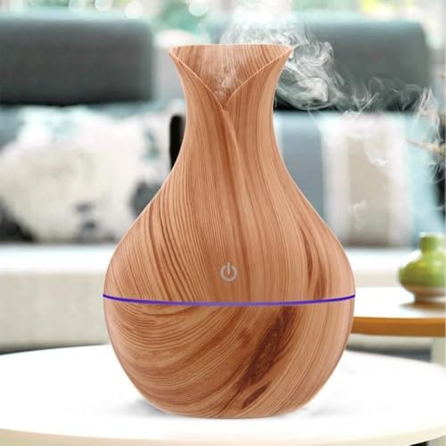UUE Aroma Diffuser, 200ml Luftbefeuchter Schlafzimmer, Ultraschall Diffuser Luftbefeuchter mit 7 farbigem LED Licht, Automatische Wasserlose Abschaltung Diffuser ätherische öle für Große Räume
