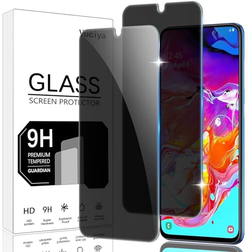 Vuciya Pack of 2 Privacy Full Sichtschutz for Samsung Galaxy A17 / A70 / A70s Screen Protector,Anti-Kratzen,Anti-Bläschen,9H Schutzfolie Panzer schutz,Anti-Spy Protection Tempered Glass for Galaxy A17