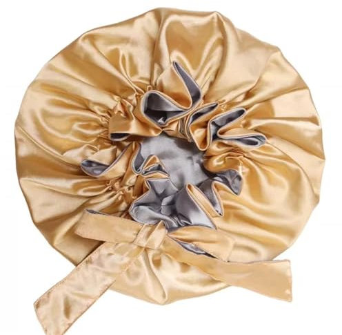 Seidenhaube Haarpflege Bonnet Silk Women Bonnet Satin Long Hair Care Women Sleeping Hat Big SizeAdjust Hair Styling Cap Silk Head Wrap Shower Cap(Gold)