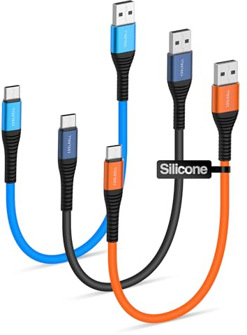 USB C Kabel Kurz 30cm, Ultraflexibel Silikon 3A Schnellladekabel Ladekabel | Ultraweiches Silikonmaterial, Kompatibel mit iPhone 18/17/ Samsung Galaxy/ Android Auto/Carplay/ iPad für Powerbank/Reisen