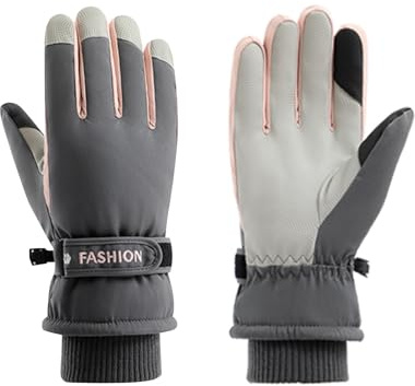 Andiker Winter Damen Skihandschuhe, Winterhandschuhe Warm, wasserdichte Touchscreen Anti Rutsch Snowboardhandschuhe für Skifahren, Laufen und Radfahren
