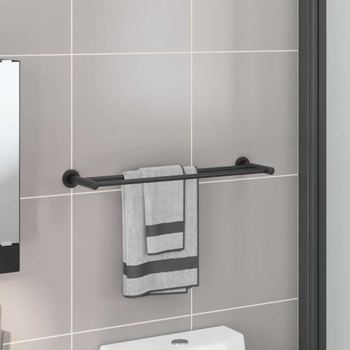 Générique Porte-Serviettes Noir 61 x 14.5 x 5 cm Acier Inoxydable,Maison & Jardin,Accessoires de Salle de Bain,Porte-serviettes-42008357