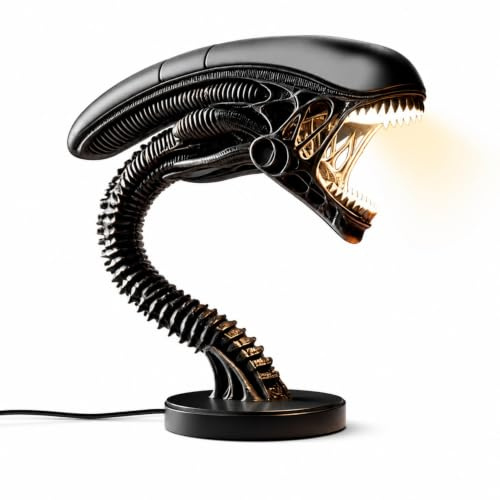 MENDUNER Alien Figur Tischlampe aus Resin 19x8x17cm - Gruselige Sci-Fi LED Nachttischlampe mit sanfter Beleuchtung für Schlafzimmer und Dekoration, Style 1