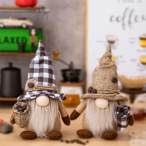Gxdamxz Kaffee Wichtel Deko Innenbereich, Wichtelfiguren Handgemachte Zwerge für Kaffeeliebhaber, Ostern, 2 Stück