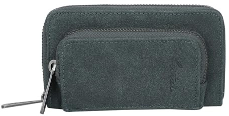 Fritzi Wini Jacky Soft Grey Blue Damen Geldbörse Portemonnaie Lederimitat Reißverschluss Kartenfächer Münzfach Geldscheinfach 8,5 x 14 x 4 cm, Graublau