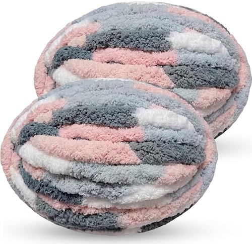 DISDADA Dicke Wolle zum Handstricken 2 StüCk 500g, Chunky Yarn Wolle zum HäKeln, Flauschig Weiche XXL wolle dick für Decke Sockenwolle Schal Mütze (Katzenfarbe)