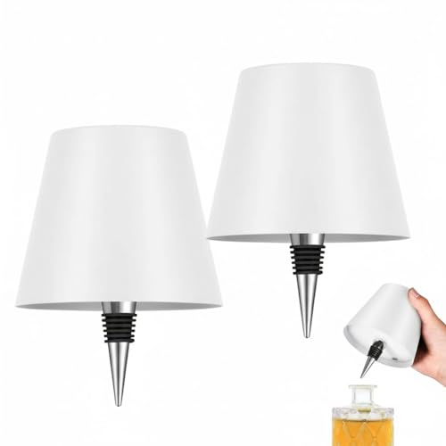 K2 STORE – Set 2 Lampade per Bottiglia Bianche a LED Ricaricabili USB, Touch Dimmer con 3 Modalità di Luce, Design Moderno per Casa, Bar e Ristorante, 2 Anni di Garanzia