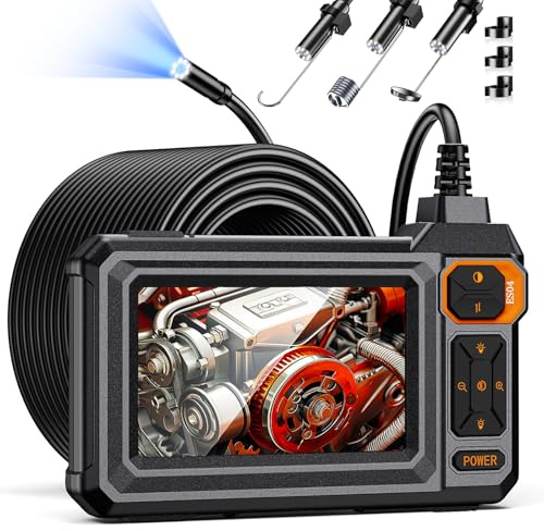 Endoskopkamera mit Licht 15M, Rohrkamera mit 4,3 Zoll IPS Monitor | 1080P HD Inspektionskamera, 8mm IP67 wasserdichte Sonde, Industrielles Endoskop Kamera für Rohre