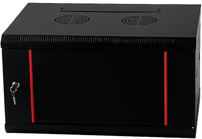 Danicom Baseline 19 Zoll 4 HE Netzwerkschrank mit Glastür- Schwarz | 600x450x280mm (BxTxH) - Traglast 50 kg - Wandmontage - Serverschrank - Wandgehäuse - Server rack