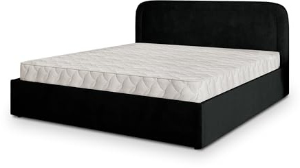 Masseno Polsterbett BENIRA K 200x200 cm, Doppelbett, Bettkasten, Stauraum, Lattenrost Und Kopfteil - Schwarz, Kronos 07
