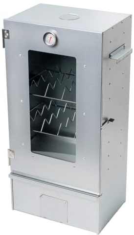 Räucherofen aus Stahlblech mit Zubehör - Räucherschrank für Holz mit Räucherhaken & 1 kg Räuchermehl - Thermometer - für Fisch, Fleisch & Gemüse