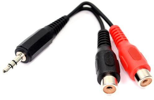 3,5 mm Stéréo Jack vers Double Cinch RCA Femelles Adaptateur câble