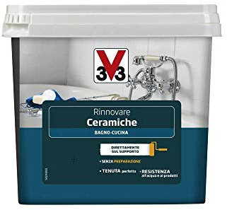 V33 esmalte rinnovatore para CERAMICHE, Antimuffa, Lavable, Gran Rendimiento, Mate 0.75 Lt