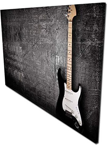 wandmotiv24 Garderobe E-Gitarre Querformat - 69x40 (BxH) - Leinwand Wandgarderobe, inklusive Garderoben-Haken, Kleiderhaken, Set M0466