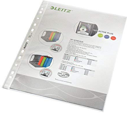 Leitz 4790 Prospekthüllen A4, Polypropylen, genarbt, dokumentenecht (200 Stück)