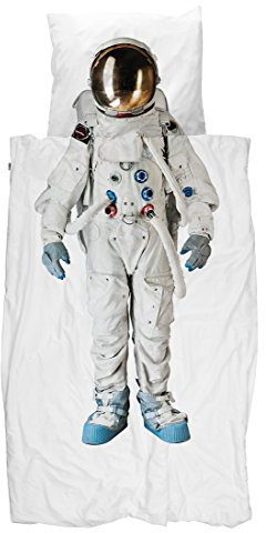 Snurk® - Kinder Bettwäsche Set, Astronaut Bettwäsche, 135 x 200 cm, inkl. 1 Kissenbezug 80 x 80 cm, aus 100% Bio-Baumwolle
