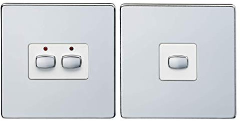 Energenie MIHO092 MiHome 2-Gang Light Switch Chrome (Master/Slave) - Pack of 2 - (> Accessories)
