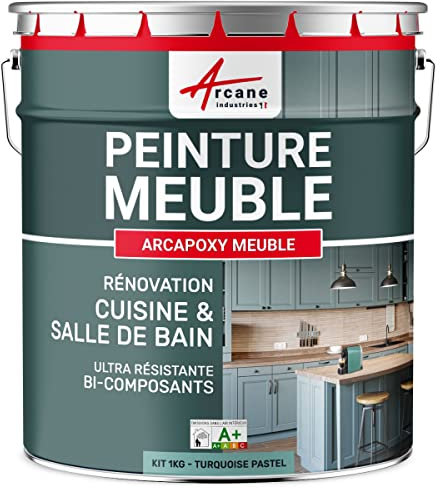 Farbe für Küchenmöbel, Arbeitsplatten und Badezimmer - ARCAPOXY MÖBEL RAL 6034 - Türkis Pastell - 1 kg (bis zu 12 m² in 2 schichten)
