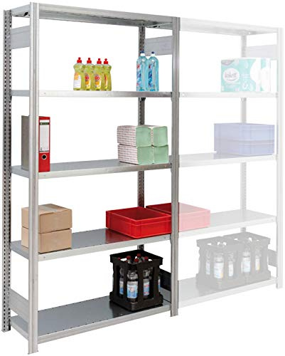 Regalwerk BERT Lagerregal LR 150|5 Grundfeld 2000 x 875 x 600 mm - mit Längenriegel - Fachlast 150 kg - 5 Fachböden