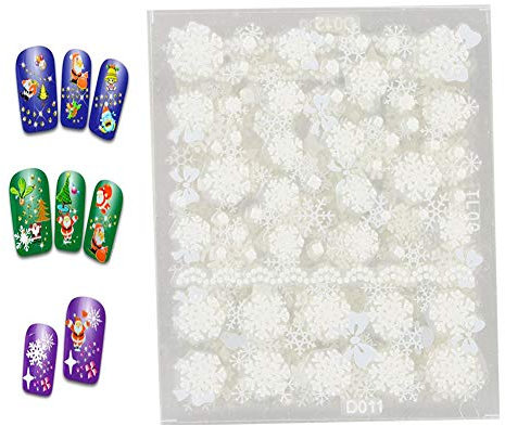 12pcs Christmas Nail Art Stickers | DIY Transfer Decals for Manicure Decoration | Christmas Snowflake Design | Nail DIY Tools | Beauty Accessories