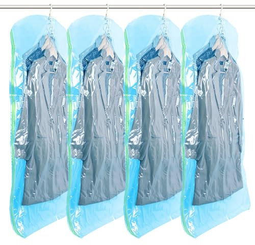 TAILI Vakuumbeutel für Kleidung Hängend 4 Packungen (135x70c), Platzsparende Aufbewahrung Vakuumbeutel Groß Zum Hängen für Anzüge, Mäntel, Jacken, 80% Platz Sparen Vakkumsäcke Kleidung