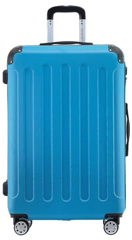 BEIBYE- Hartschalenkoffer Koffer Trolley Rollkoffer Reisekoffer Zahlenschloß 4 Zwilings-Rollen (Cyan-Blue, Middle-66cm)